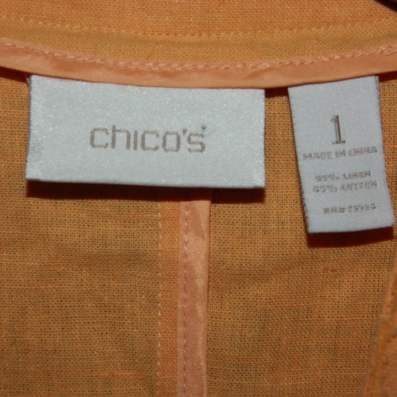 CHICO'S linen blend crosshatch Haley jacket Size M Chico's Size 1 (FF-20) - Picture 3 of 5